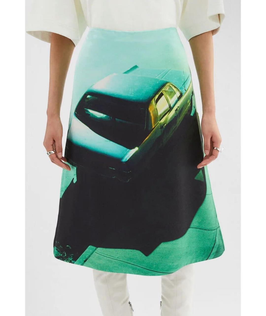 JIL SANDER Зеленая вискозная юбка миди, фото 2