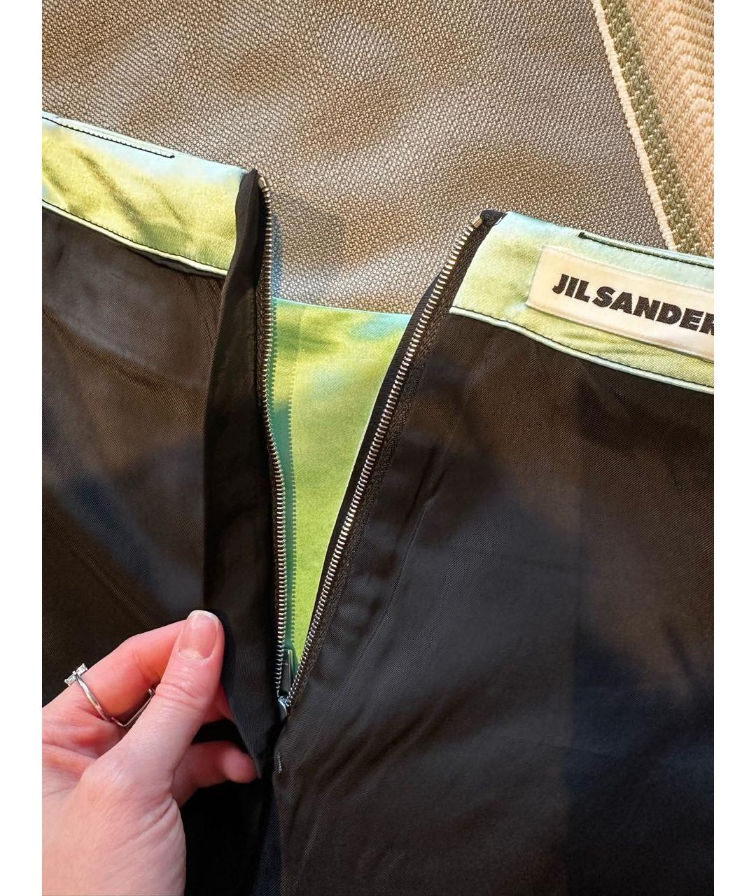 JIL SANDER Зеленая вискозная юбка миди, фото 6