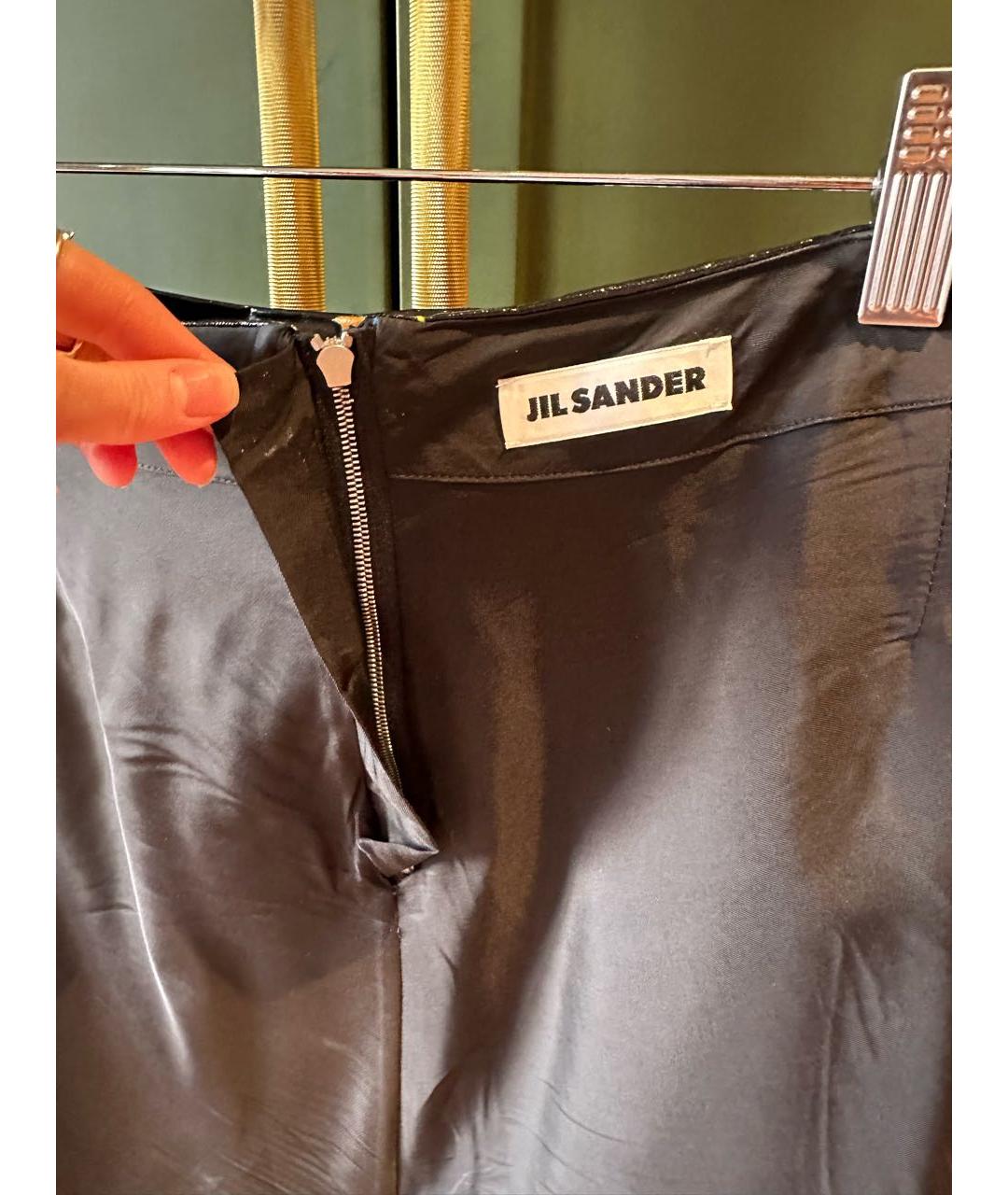 JIL SANDER Черная льняная юбка миди, фото 6