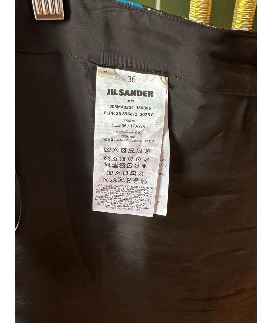 JIL SANDER Черная льняная юбка миди, фото 8