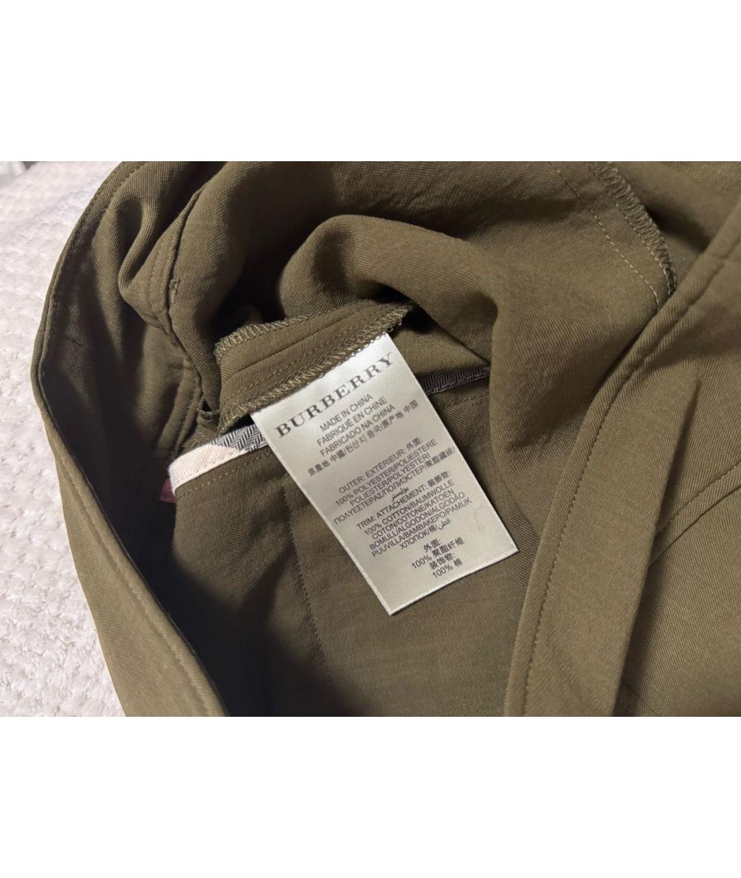 BURBERRY Хаки полиэстеровые брюки широкие, фото 5