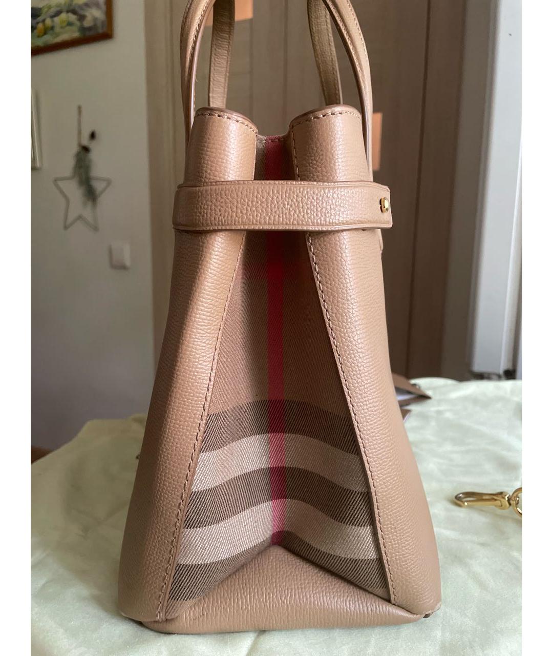 BURBERRY Бежевая кожаная сумка тоут, фото 3