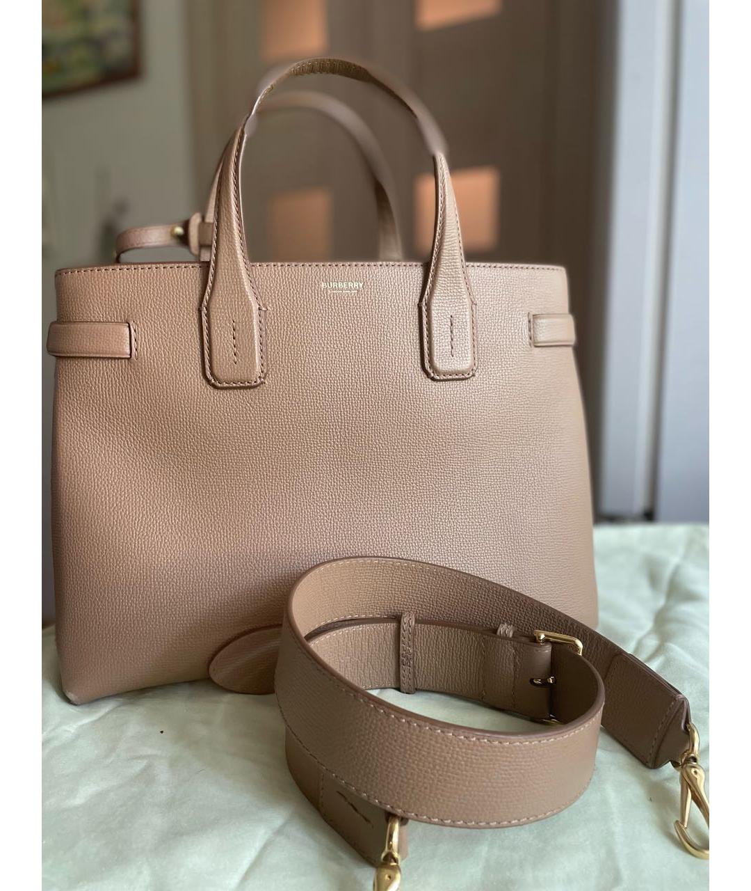 BURBERRY Бежевая кожаная сумка тоут, фото 8