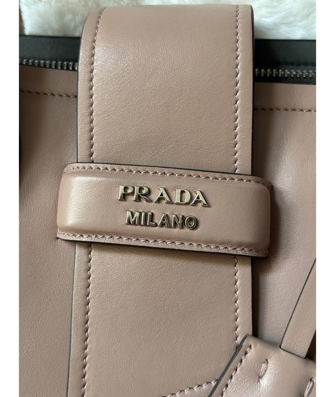 PRADA Бежевая кожаная сумка тоут, фото 8