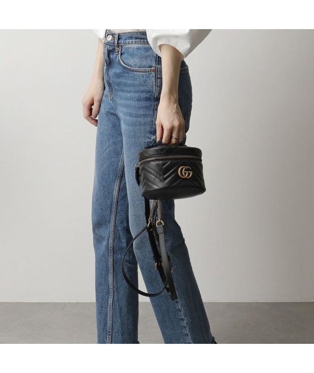GUCCI Черная кожаная сумка с короткими ручками, фото 5