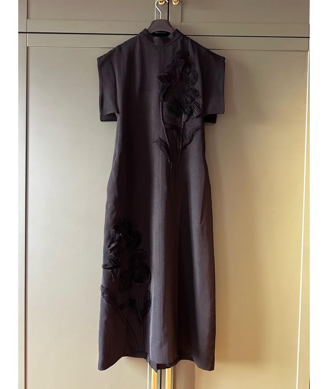 JIL SANDER Черное шелковое вечернее платье, фото 4