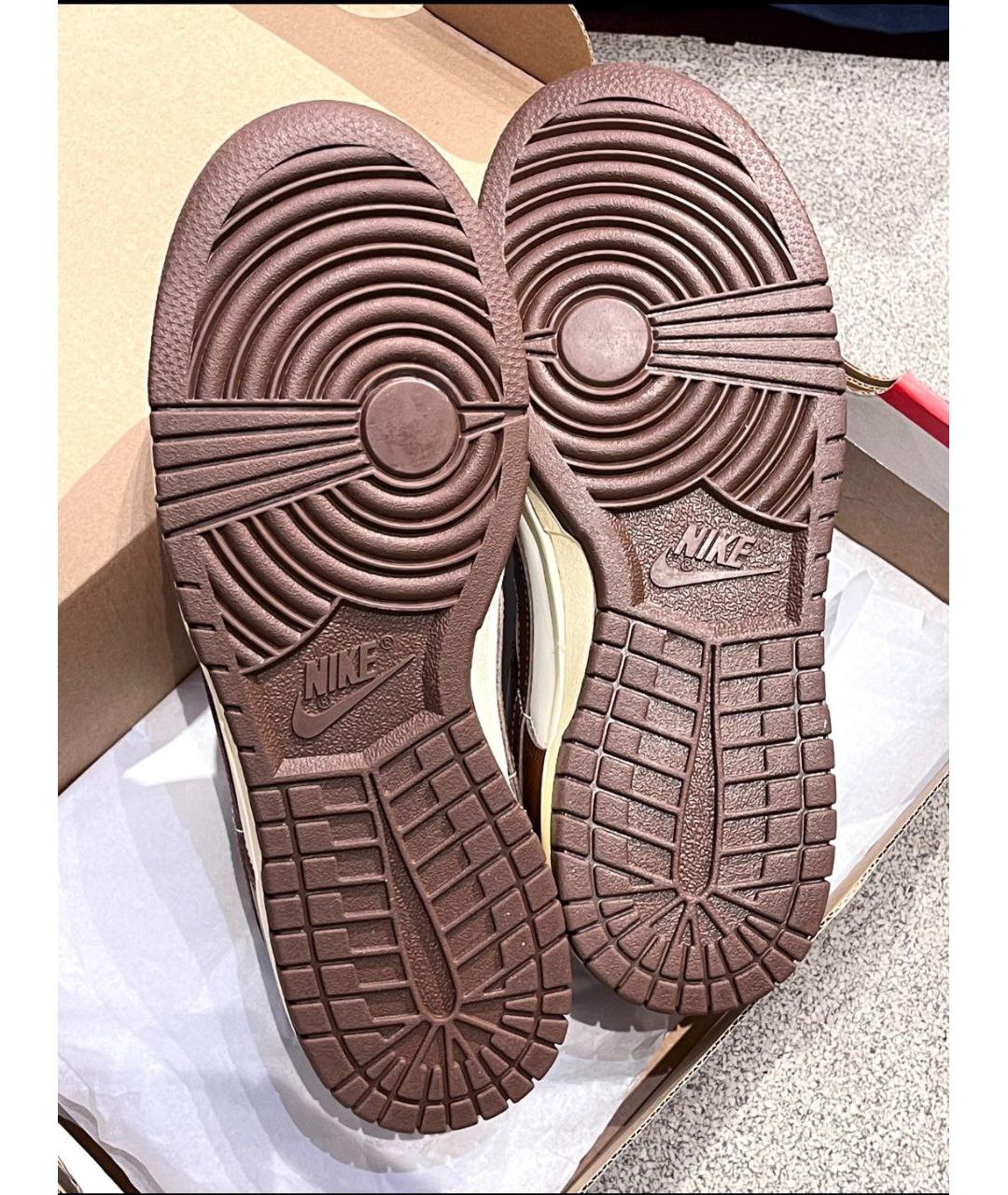 NIKE Коричневые кожаные низкие кроссовки / кеды, фото 7