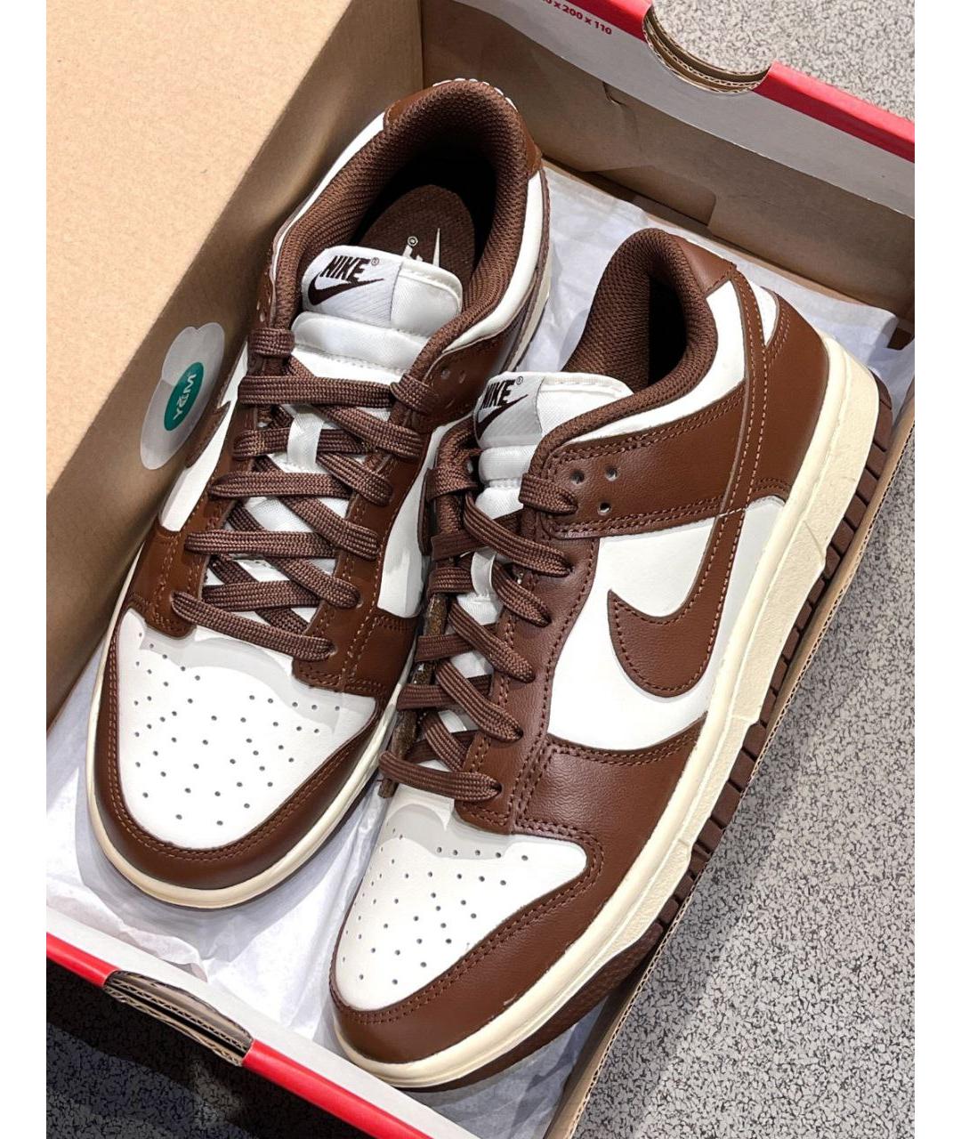 NIKE Коричневые кожаные низкие кроссовки / кеды, фото 2