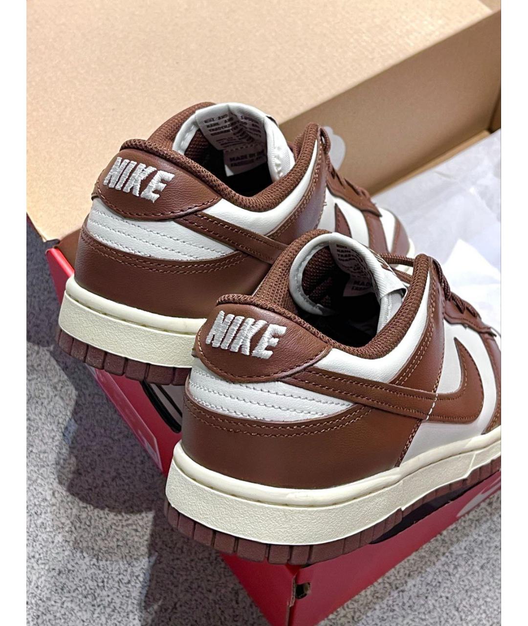 NIKE Коричневые кожаные низкие кроссовки / кеды, фото 4