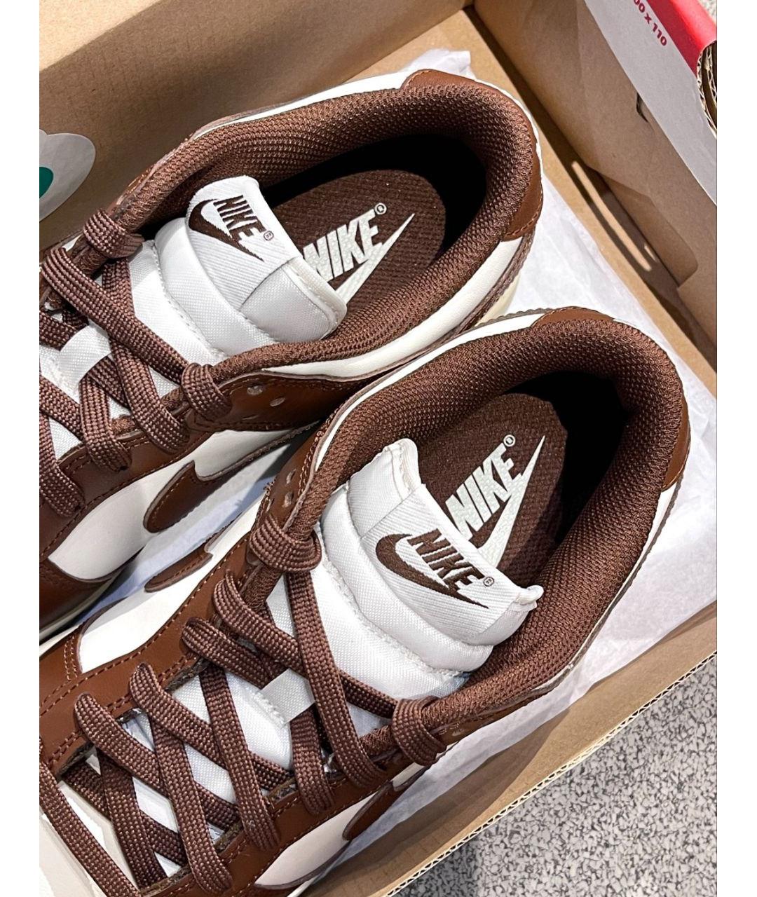 NIKE Коричневые кожаные низкие кроссовки / кеды, фото 6
