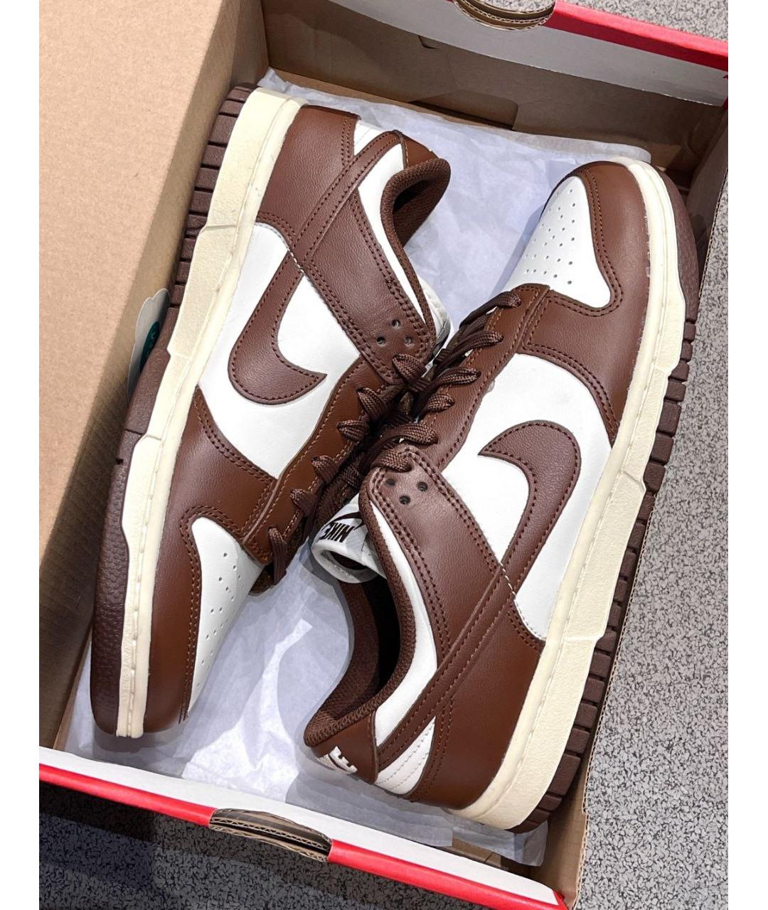 NIKE Коричневые кожаные низкие кроссовки / кеды, фото 5