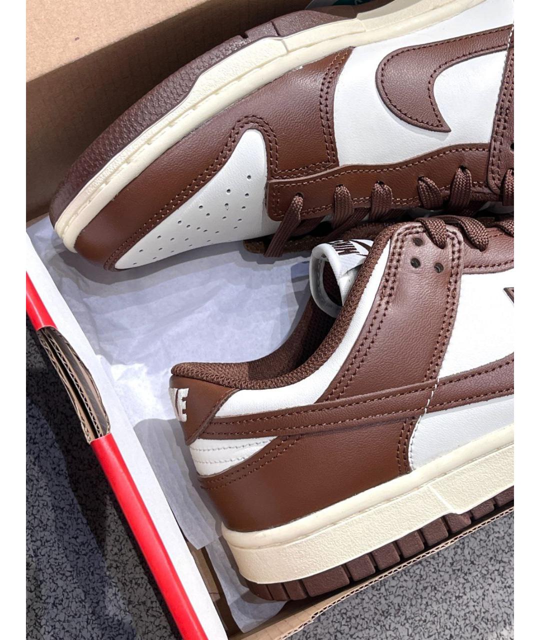 NIKE Коричневые кожаные низкие кроссовки / кеды, фото 8