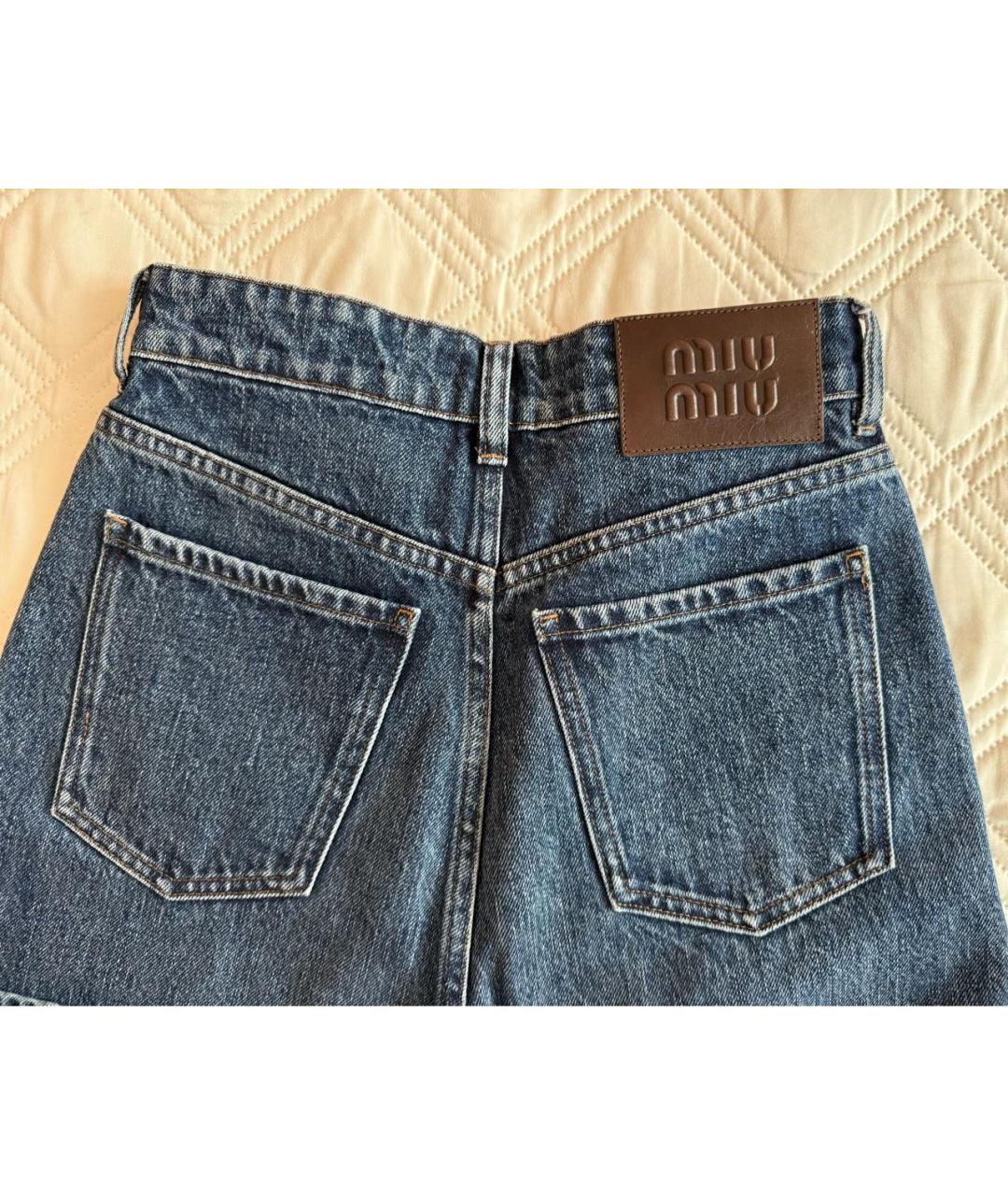 MIU MIU Синие хлопковые прямые джинсы, фото 7