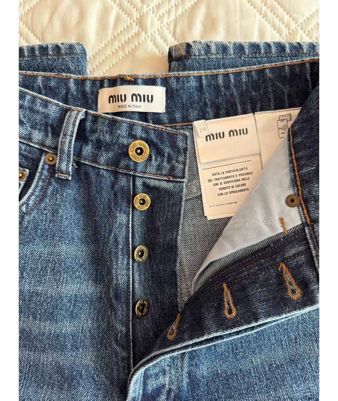 MIU MIU Синие хлопковые прямые джинсы, фото 8