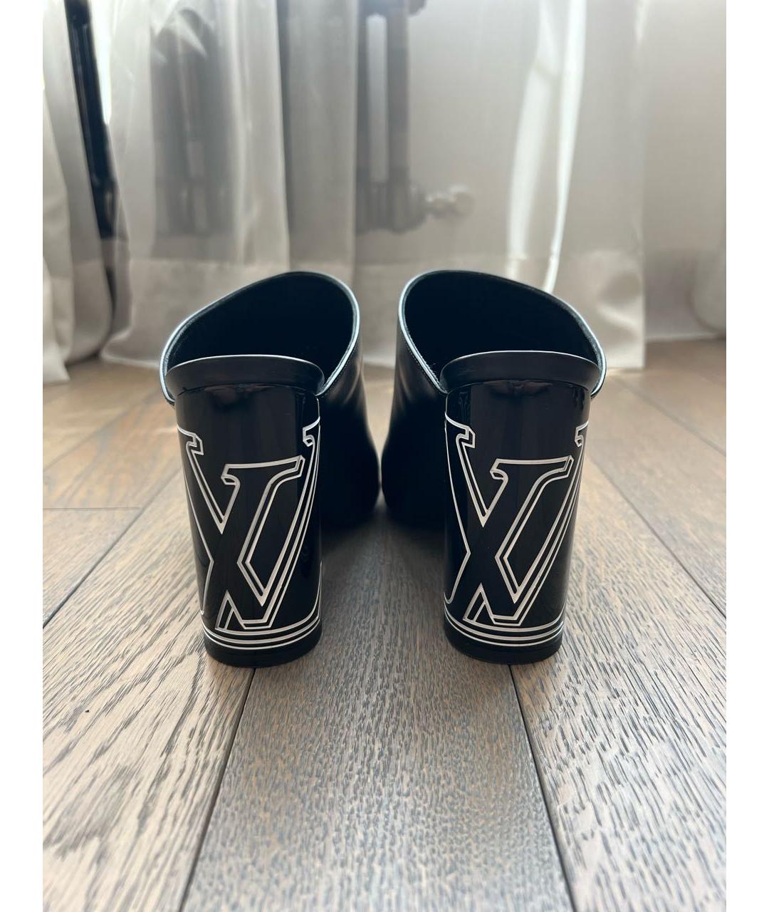 LOUIS VUITTON Черные кожаные мюли, фото 4