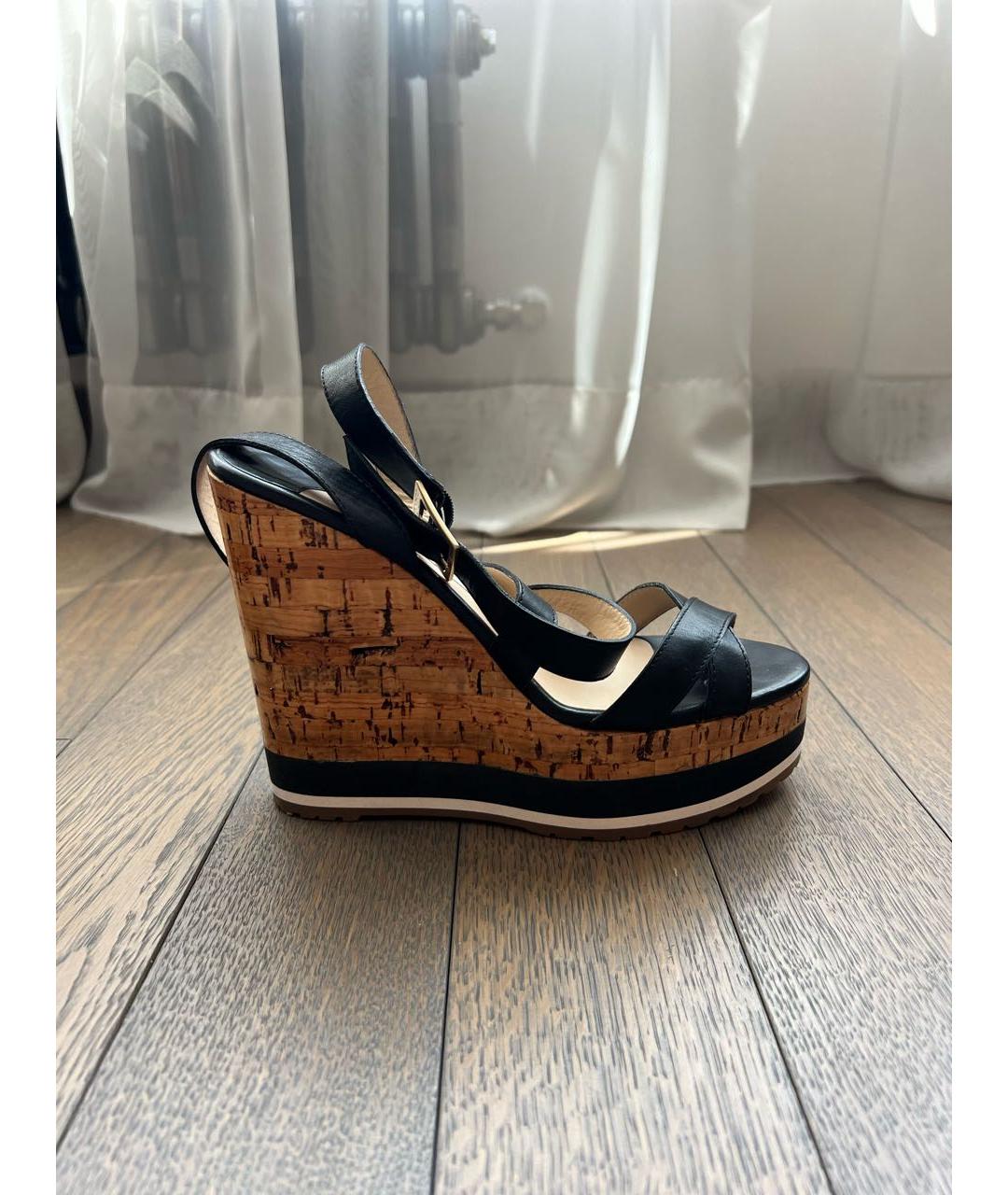 JIMMY CHOO Черные кожаные босоножки, фото 6