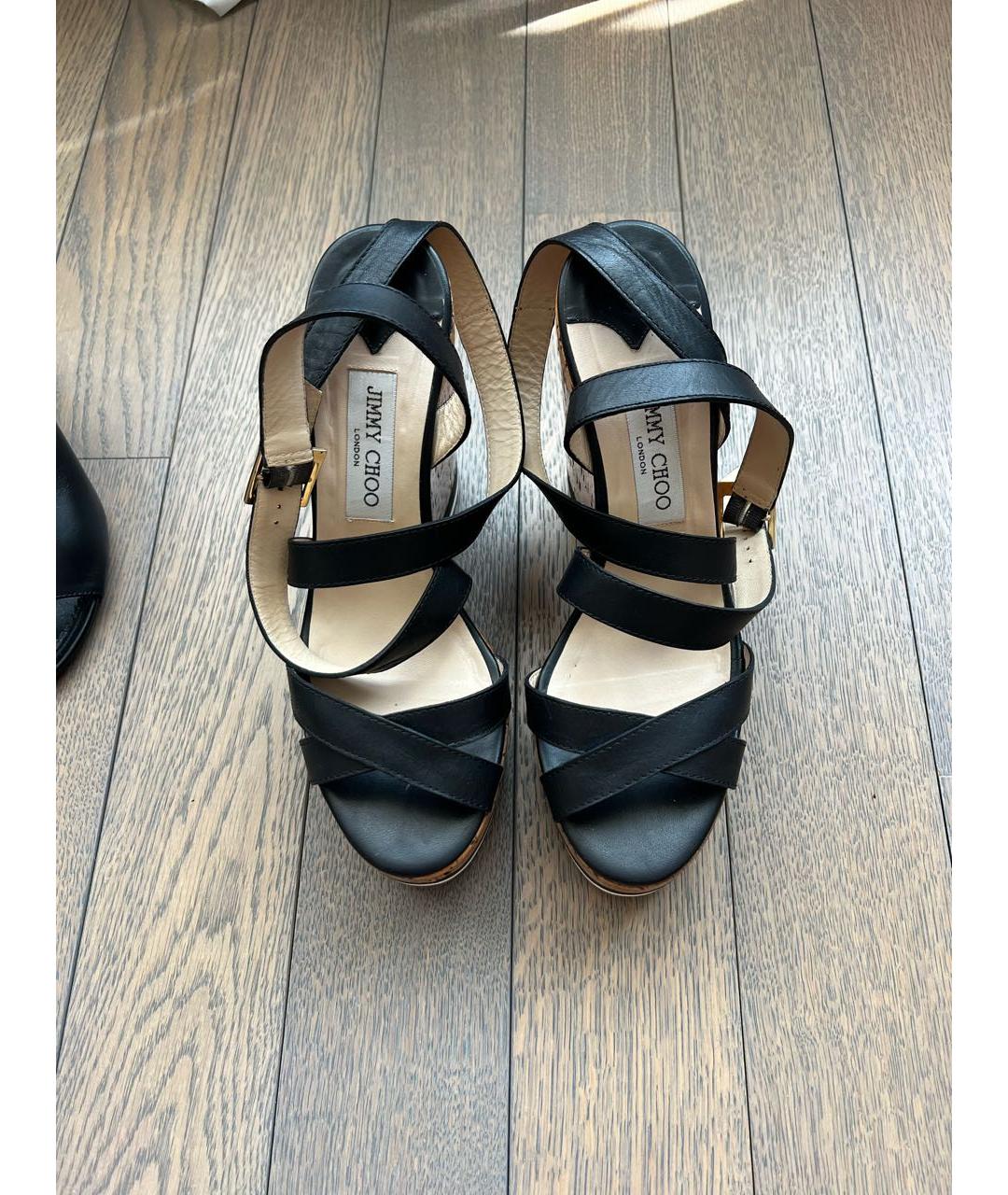 JIMMY CHOO Черные кожаные босоножки, фото 2