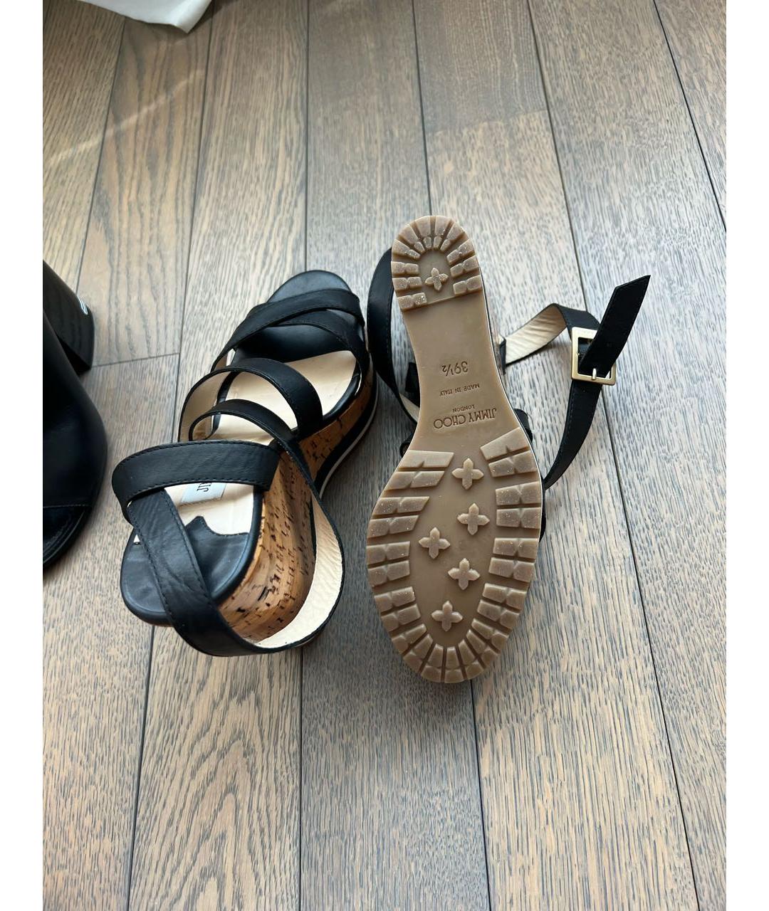 JIMMY CHOO Черные кожаные босоножки, фото 5