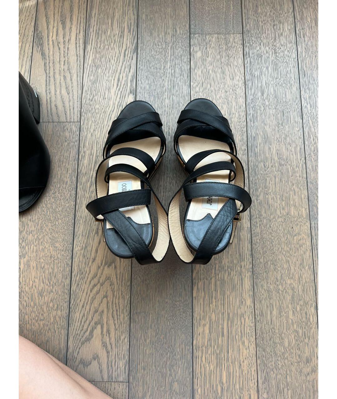 JIMMY CHOO Черные кожаные босоножки, фото 3