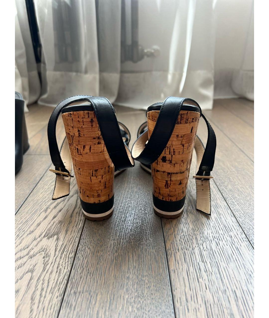 JIMMY CHOO Черные кожаные босоножки, фото 4