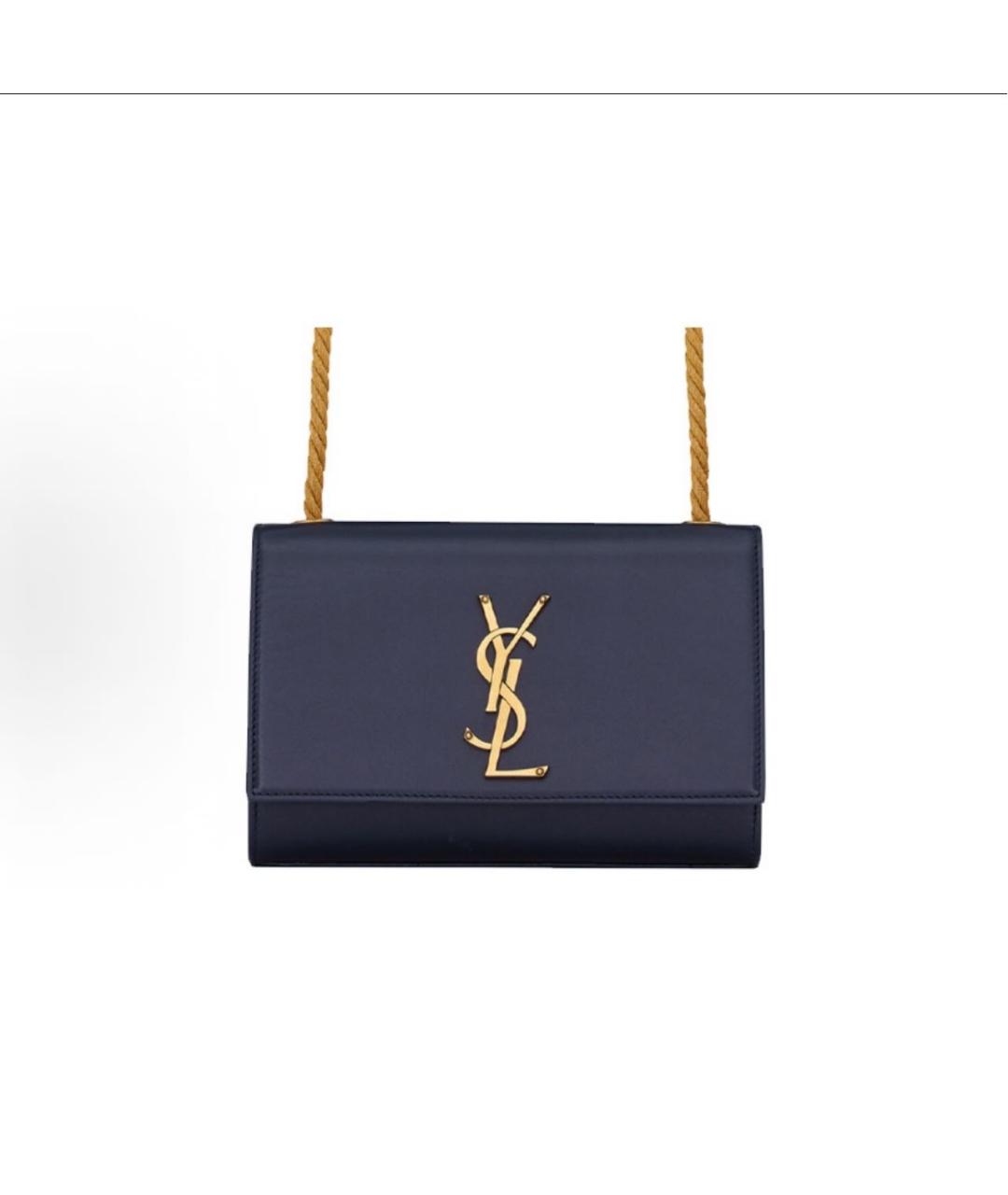 SAINT LAURENT Темно-синяя кожаная сумка через плечо, фото 9