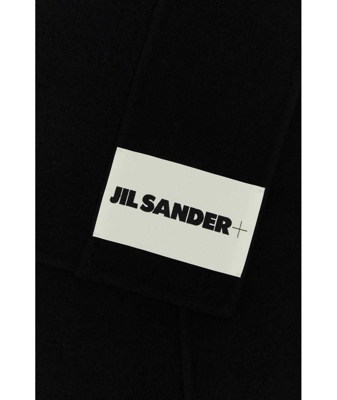 JIL SANDER Черный шерстяной шарф, фото 2