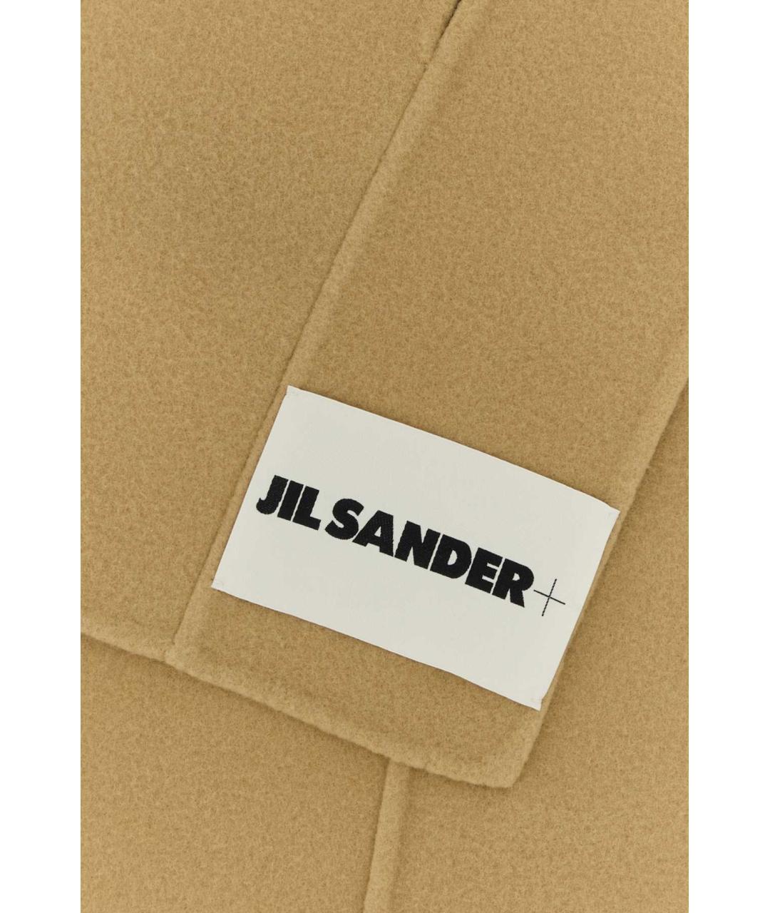 JIL SANDER Бежевый шерстяной шарф, фото 2