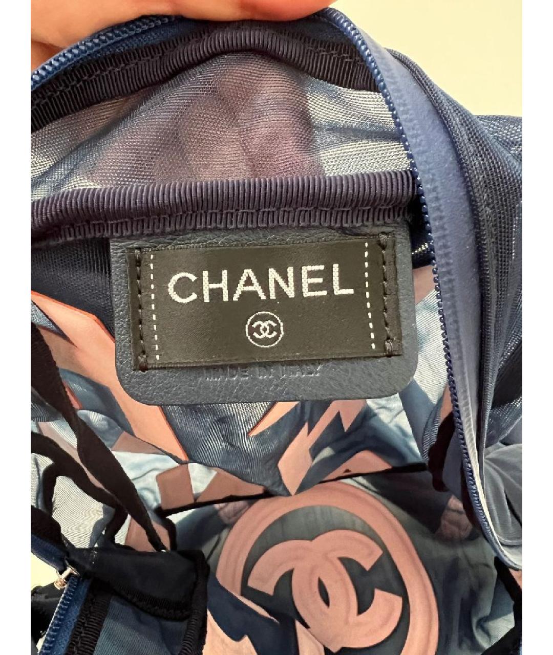 CHANEL Темно-синий хлопковый рюкзак, фото 5