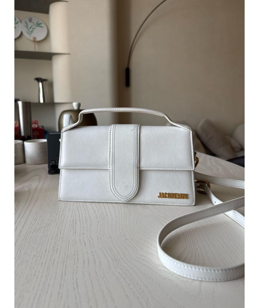 JACQUEMUS Белая кожаная сумка через плечо, фото 5