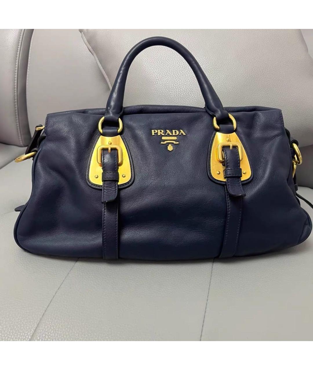 PRADA Темно-синяя кожаная сумка через плечо, фото 2