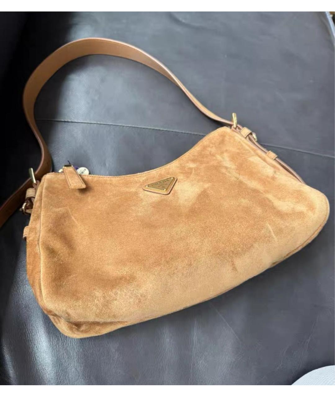 PRADA Коричневая замшевая сумка через плечо, фото 2