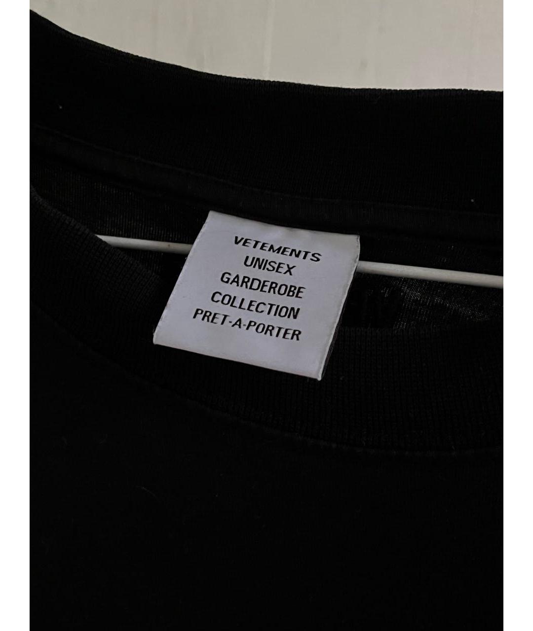 VETEMENTS Черная хлопковая футболка, фото 5