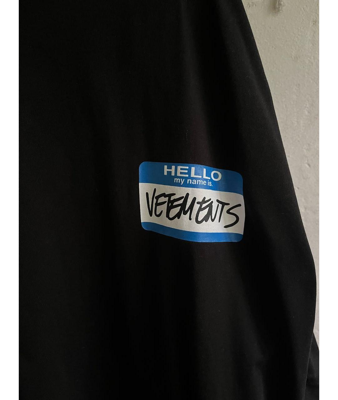 VETEMENTS Черная хлопковая футболка, фото 3