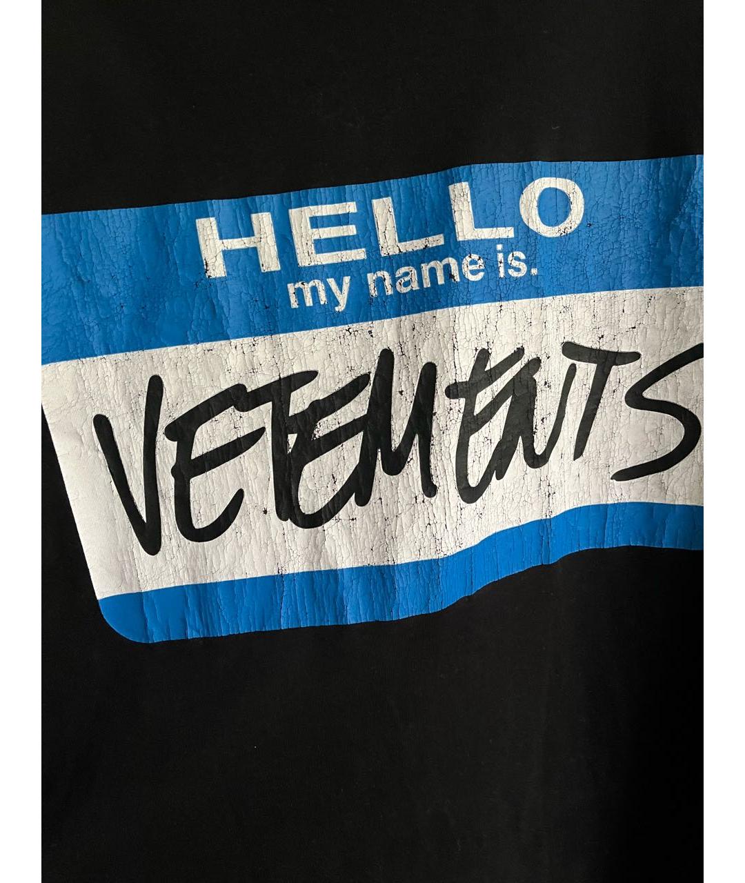 VETEMENTS Черная хлопковая футболка, фото 4