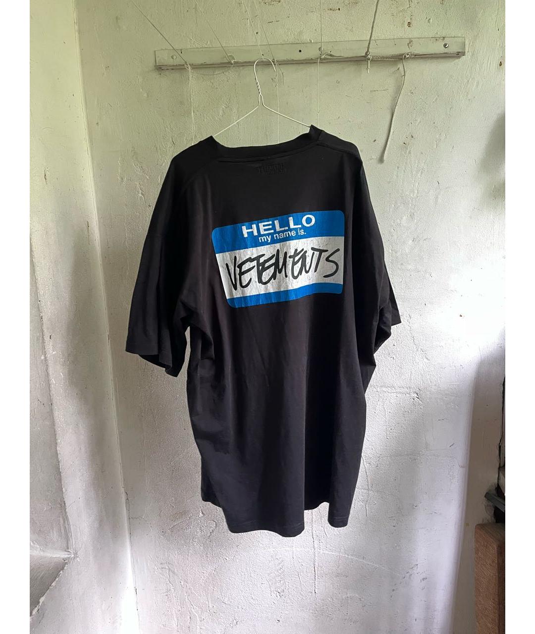 VETEMENTS Черная хлопковая футболка, фото 2