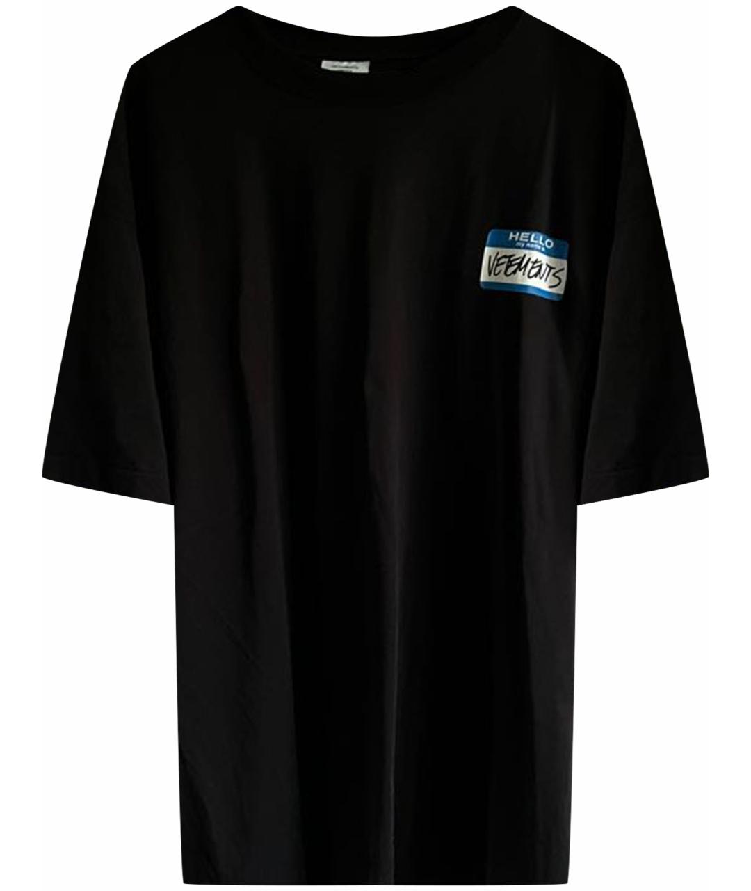 VETEMENTS Черная хлопковая футболка, фото 1