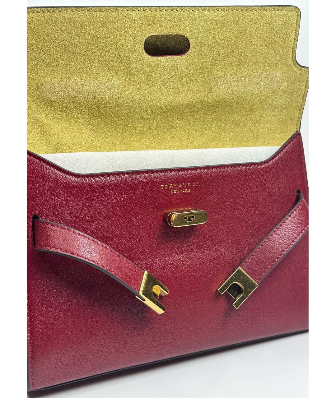 TORY BURCH Бордовая кожаная сумка через плечо, фото 5