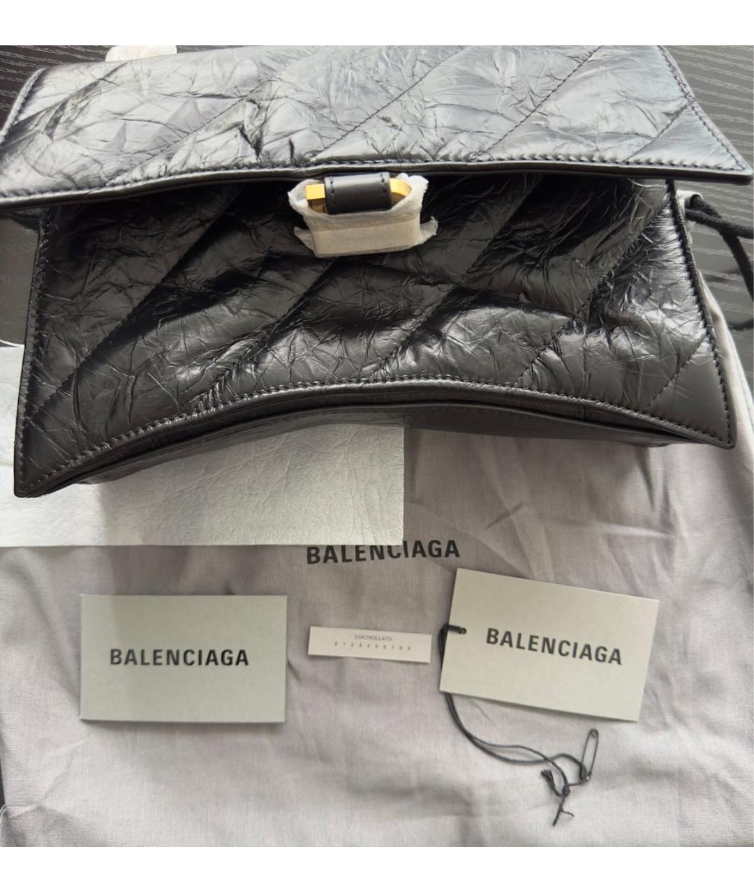 BALENCIAGA Черная кожаная сумка через плечо, фото 7
