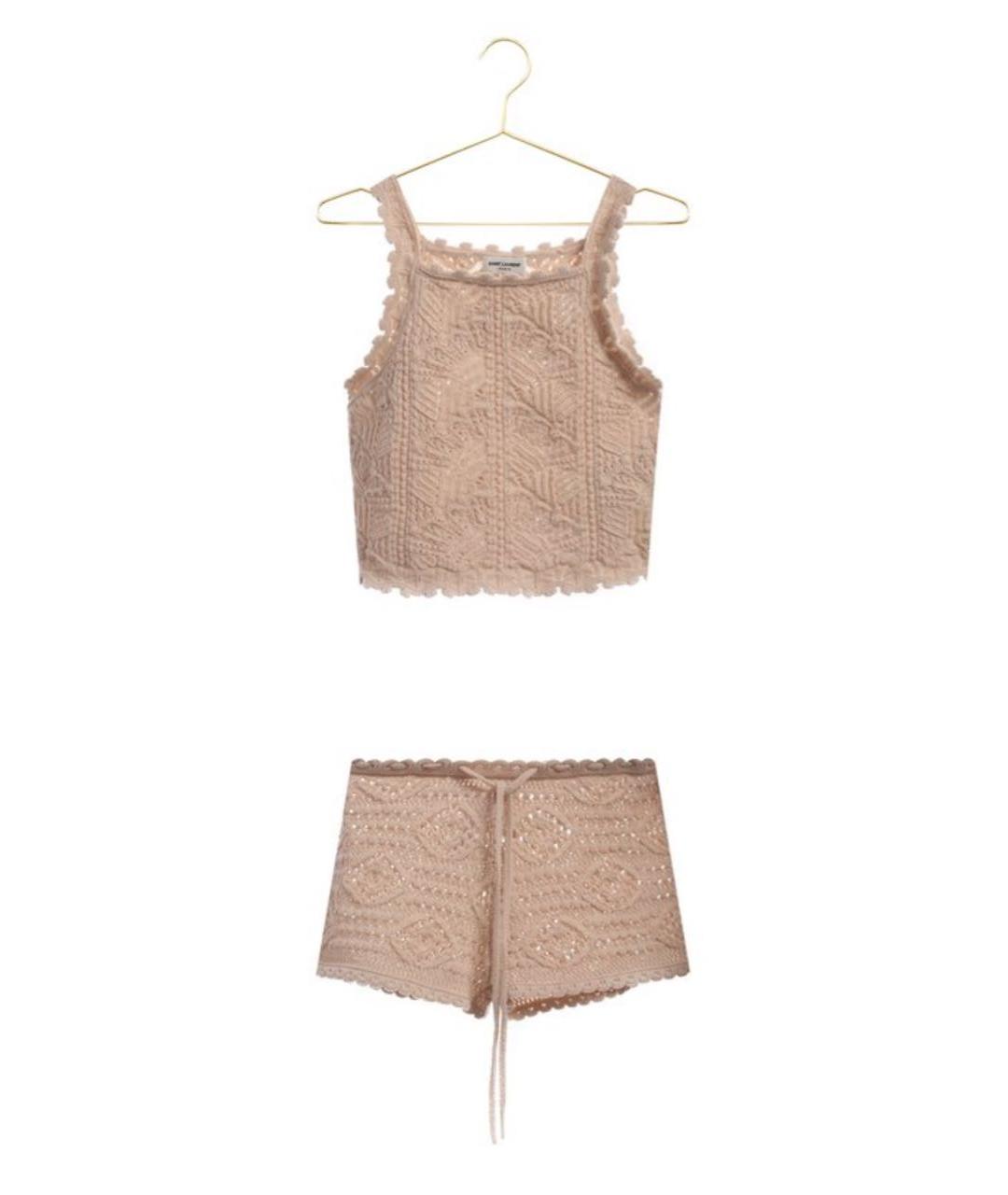 SAINT LAURENT Бежевый шерстяной костюм с брюками, фото 6