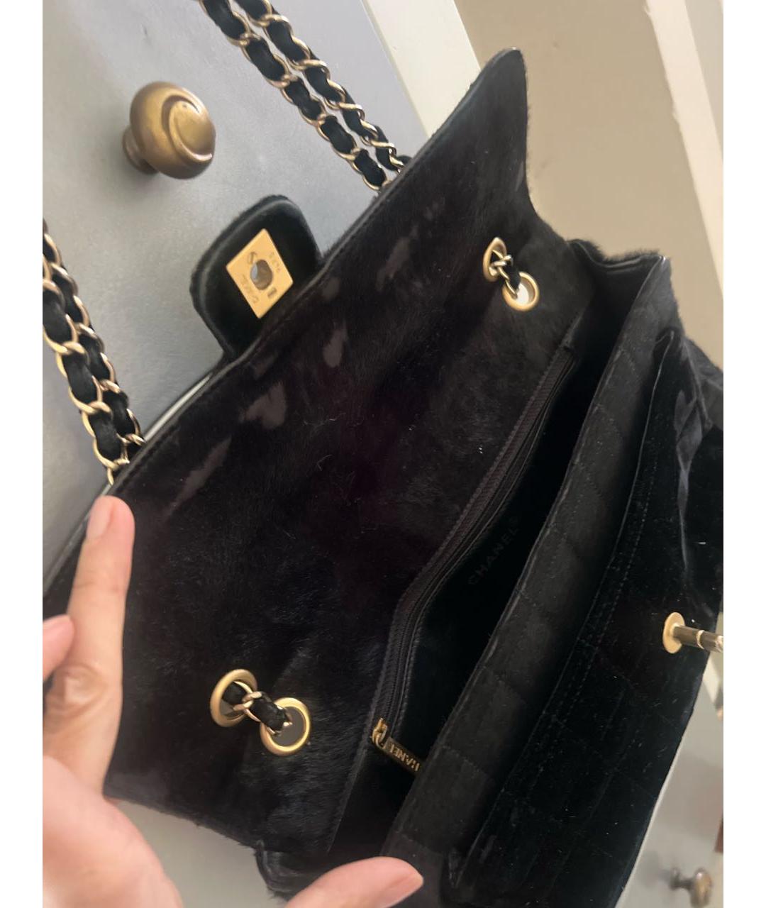 CHANEL Черная меховая сумка через плечо, фото 4