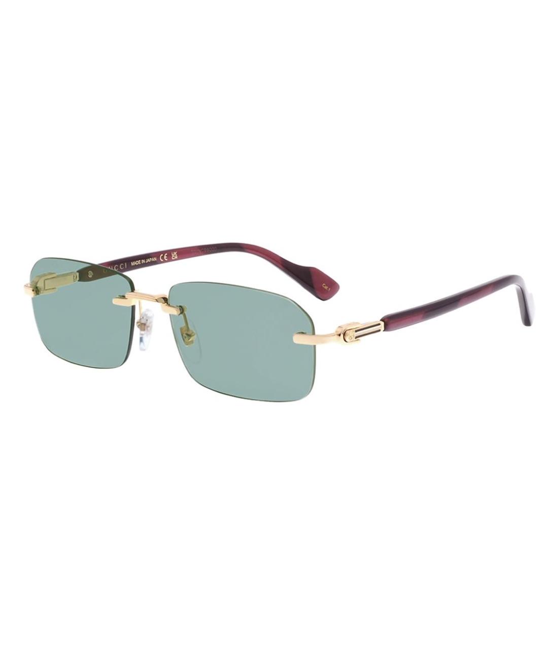 GUCCI Золотые металлические солнцезащитные очки, фото 2