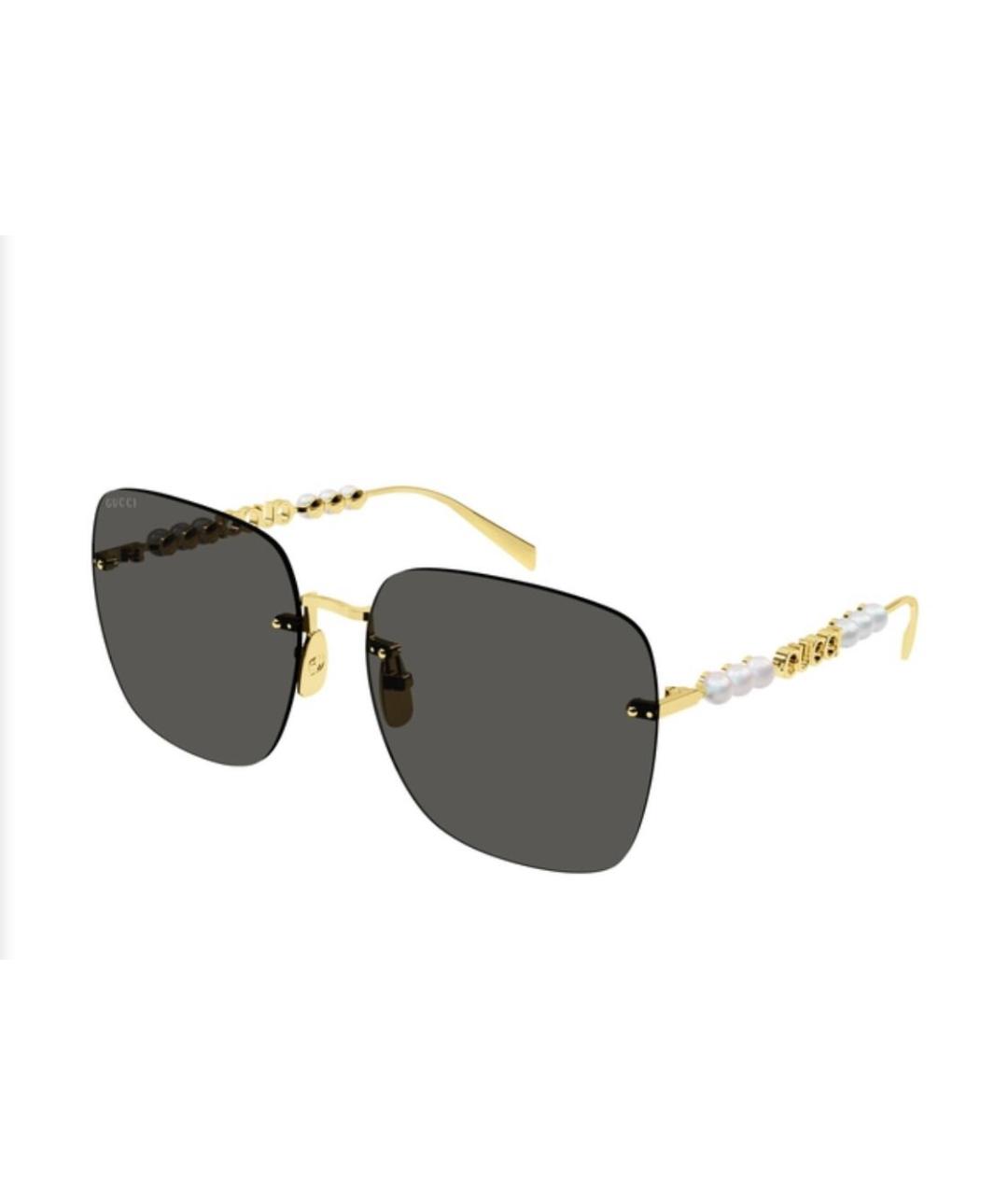 GUCCI Золотые металлические солнцезащитные очки, фото 2