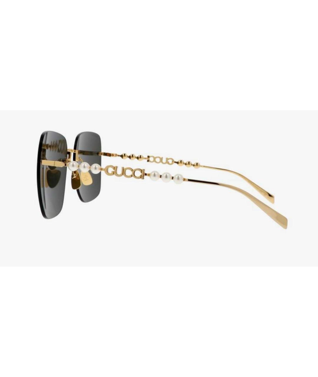 GUCCI Золотые металлические солнцезащитные очки, фото 4