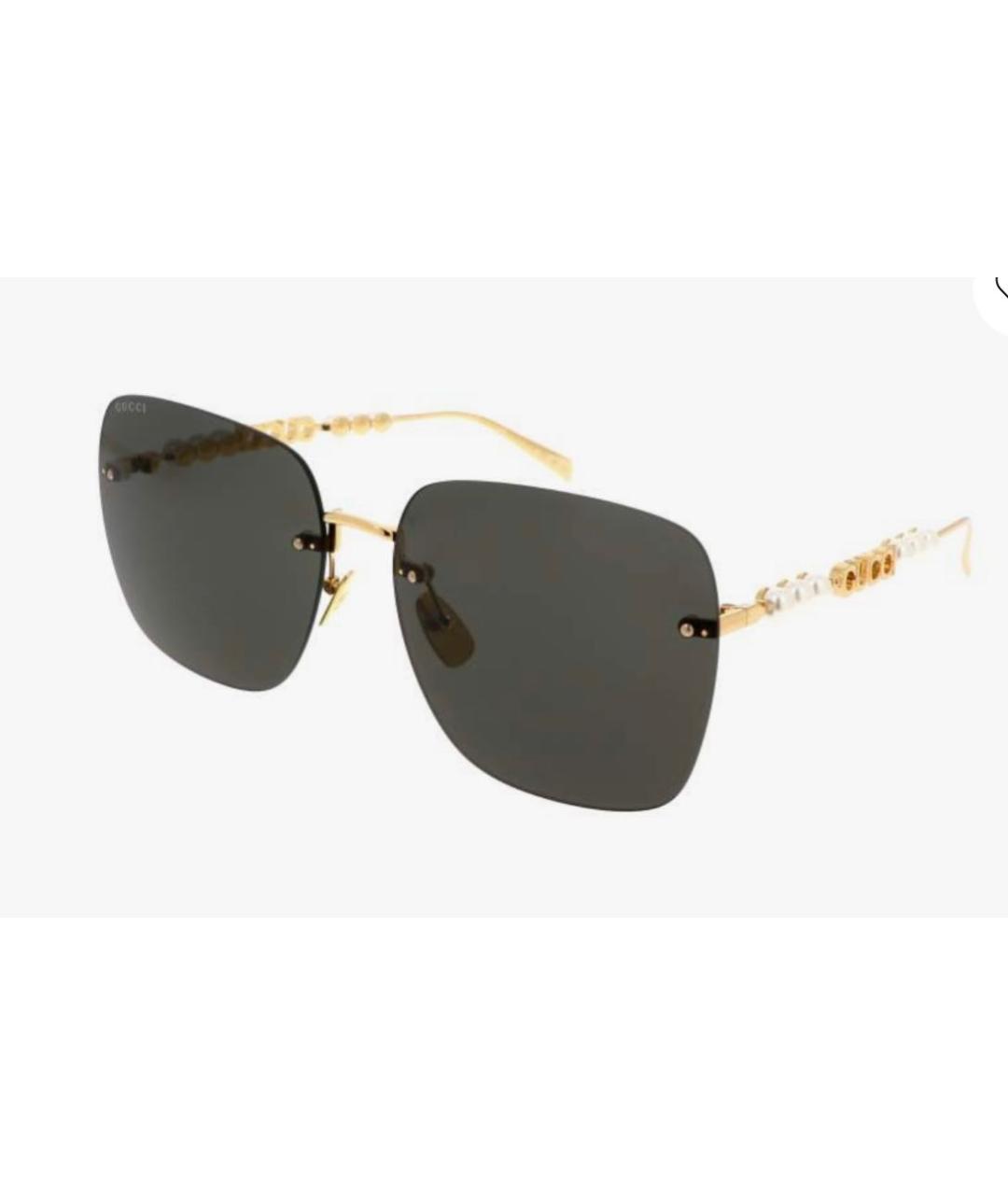 GUCCI Золотые металлические солнцезащитные очки, фото 3