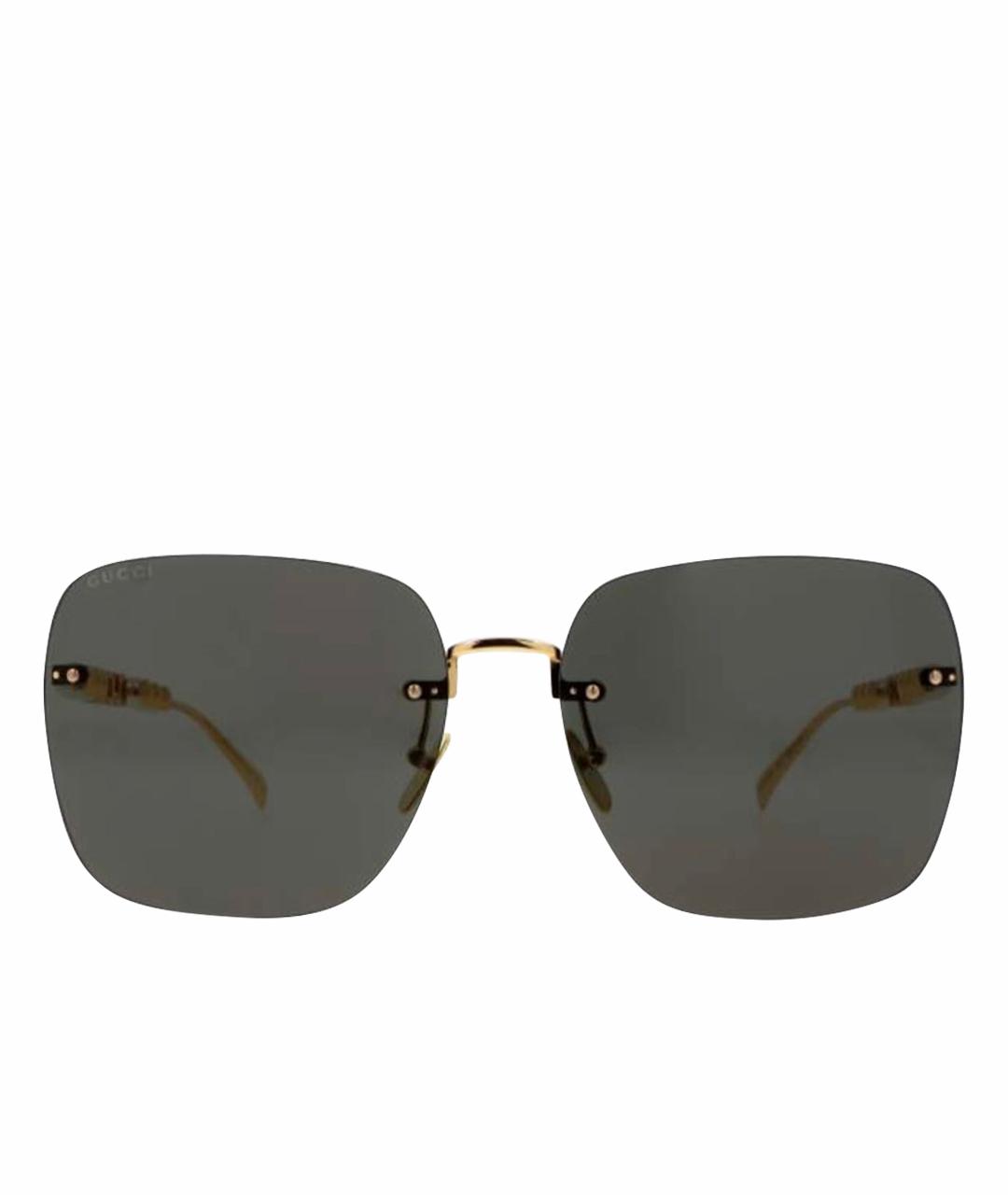 GUCCI Золотые металлические солнцезащитные очки, фото 1