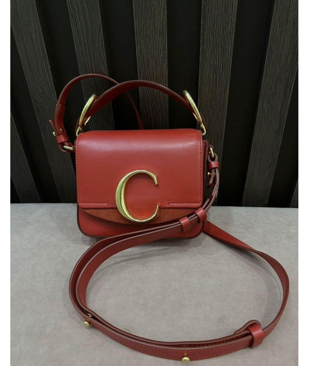 CHLOE Красная кожаная сумка через плечо, фото 7