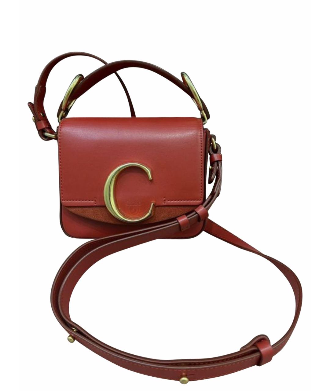 CHLOE Красная кожаная сумка через плечо, фото 1