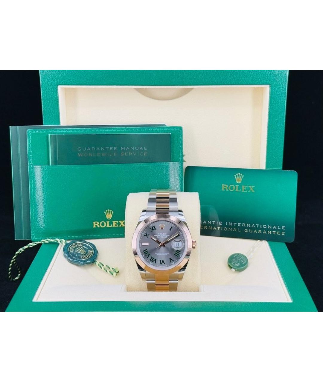 ROLEX Серые часы из розового золота, фото 4