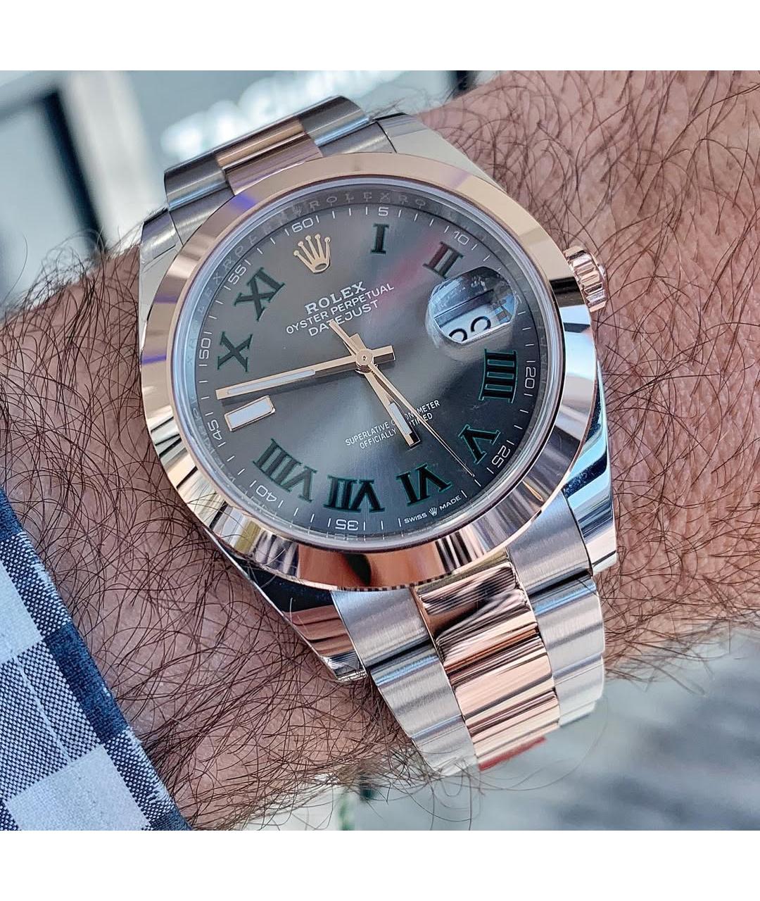 ROLEX Серые часы из розового золота, фото 6