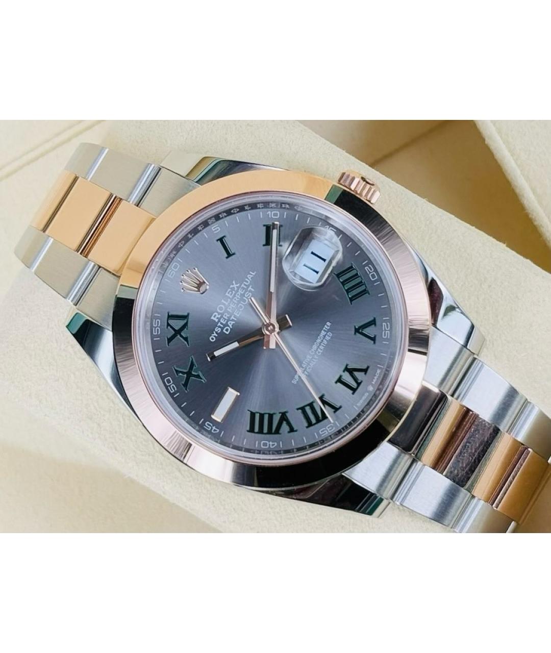 ROLEX Серые часы из розового золота, фото 3
